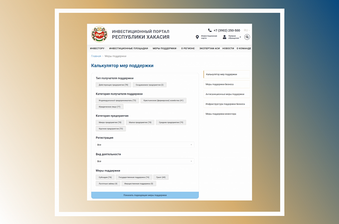 Калькулятор мер поддержки - верный помощник бизнеса в работе и развитии
